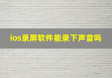 ios录屏软件能录下声音吗