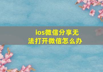 ios微信分享无法打开微信怎么办