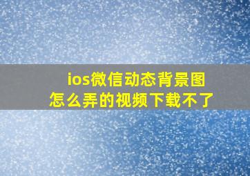 ios微信动态背景图怎么弄的视频下载不了