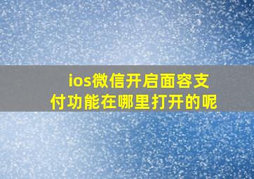 ios微信开启面容支付功能在哪里打开的呢