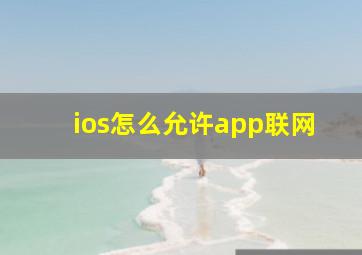 ios怎么允许app联网