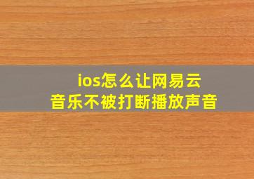 ios怎么让网易云音乐不被打断播放声音