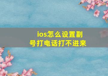 ios怎么设置副号打电话打不进来