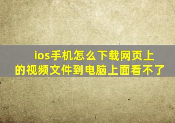 ios手机怎么下载网页上的视频文件到电脑上面看不了