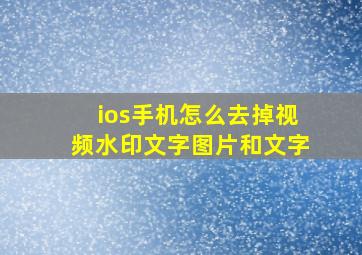 ios手机怎么去掉视频水印文字图片和文字