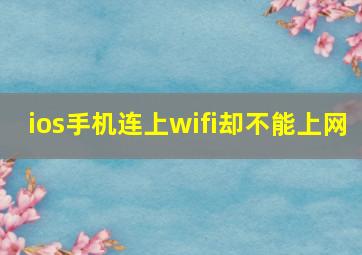 ios手机连上wifi却不能上网