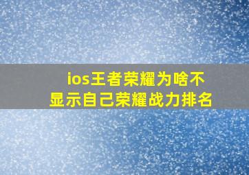 ios王者荣耀为啥不显示自己荣耀战力排名