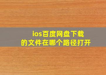 ios百度网盘下载的文件在哪个路径打开