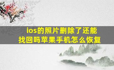 ios的照片删除了还能找回吗苹果手机怎么恢复