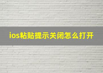 ios粘贴提示关闭怎么打开