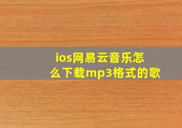 ios网易云音乐怎么下载mp3格式的歌