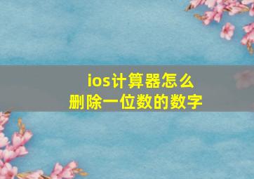 ios计算器怎么删除一位数的数字