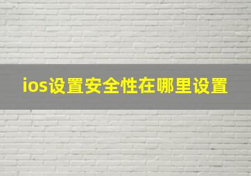 ios设置安全性在哪里设置