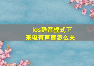 ios静音模式下来电有声音怎么关