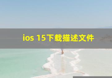 ios 15下载描述文件