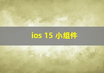 ios 15 小组件