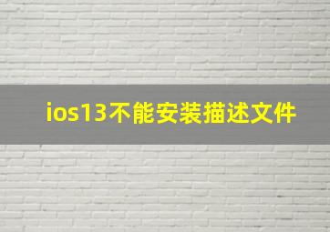 ios13不能安装描述文件