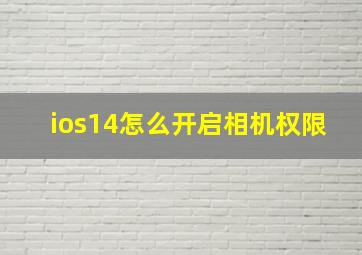 ios14怎么开启相机权限