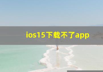 ios15下载不了app