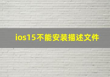 ios15不能安装描述文件