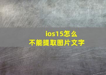 ios15怎么不能提取图片文字