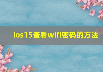 ios15查看wifi密码的方法