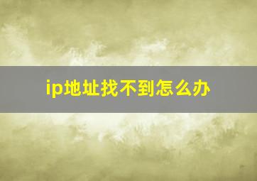 ip地址找不到怎么办