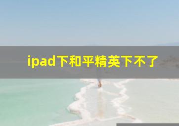 ipad下和平精英下不了