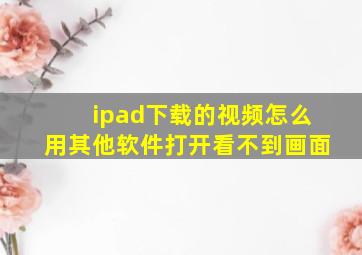 ipad下载的视频怎么用其他软件打开看不到画面