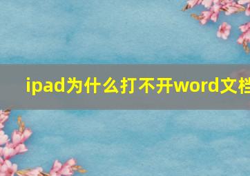 ipad为什么打不开word文档