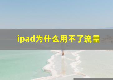 ipad为什么用不了流量