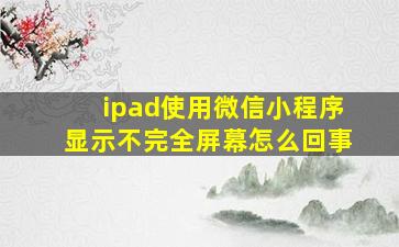 ipad使用微信小程序显示不完全屏幕怎么回事