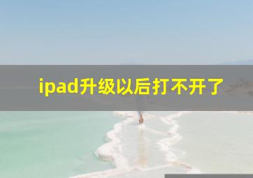 ipad升级以后打不开了