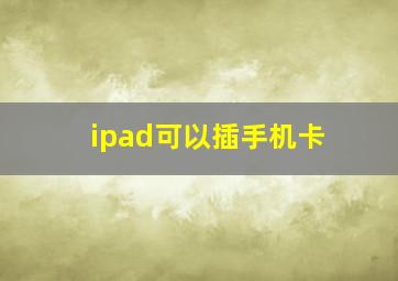 ipad可以插手机卡