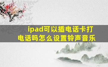 ipad可以插电话卡打电话吗怎么设置铃声音乐