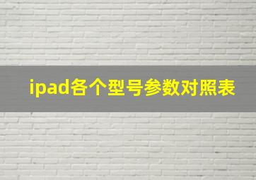 ipad各个型号参数对照表