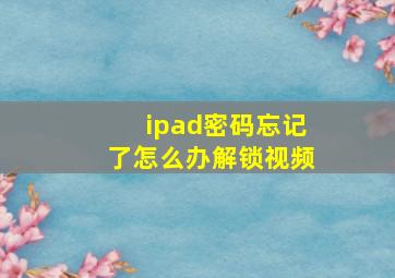 ipad密码忘记了怎么办解锁视频