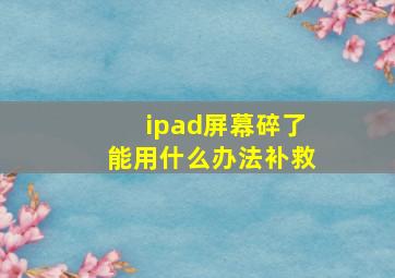 ipad屏幕碎了能用什么办法补救