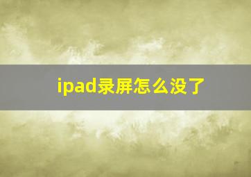 ipad录屏怎么没了