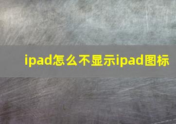 ipad怎么不显示ipad图标