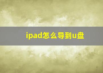 ipad怎么导到u盘