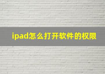 ipad怎么打开软件的权限