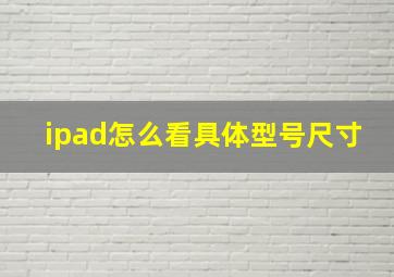 ipad怎么看具体型号尺寸