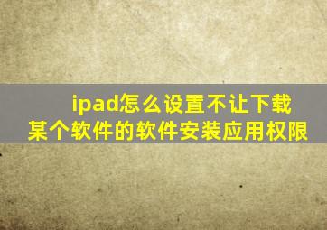 ipad怎么设置不让下载某个软件的软件安装应用权限