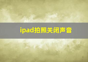 ipad拍照关闭声音