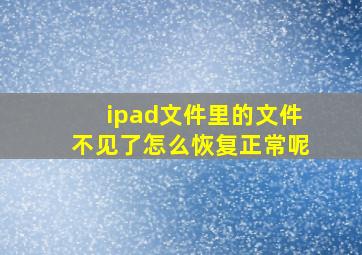 ipad文件里的文件不见了怎么恢复正常呢