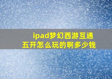 ipad梦幻西游互通五开怎么玩的啊多少钱