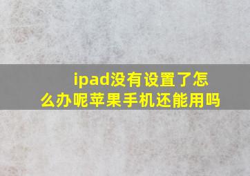 ipad没有设置了怎么办呢苹果手机还能用吗