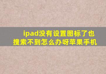 ipad没有设置图标了也搜索不到怎么办呀苹果手机