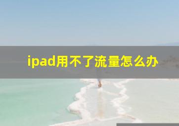 ipad用不了流量怎么办